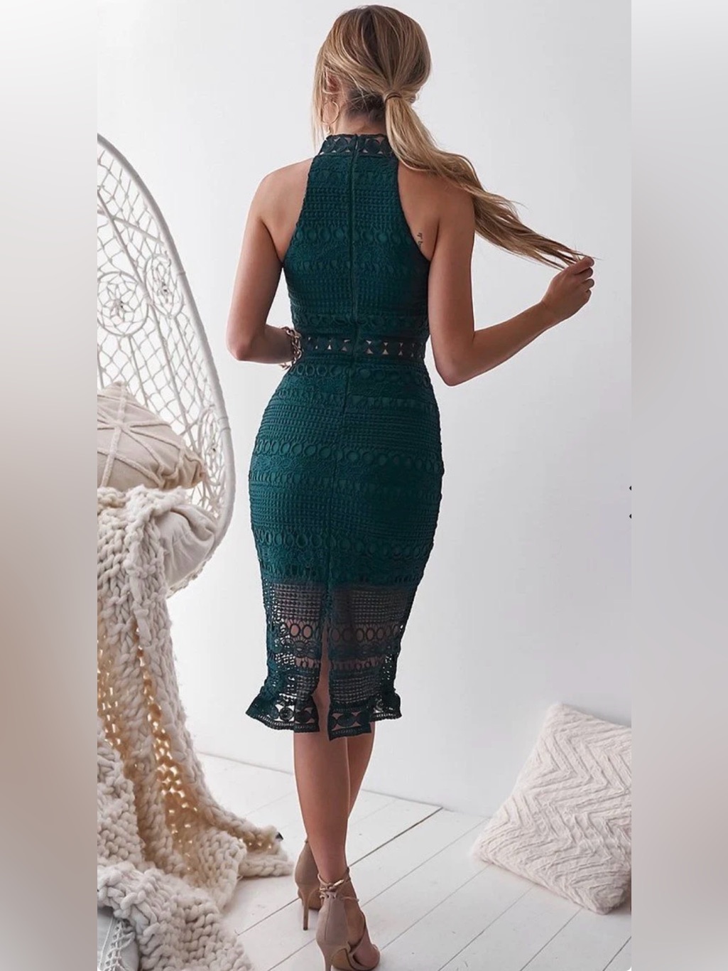 Twosisters The Label Rivers Midi Dress Emerald Green Lace Nwt Sz Us 4 Au 8 — image 2 of 8